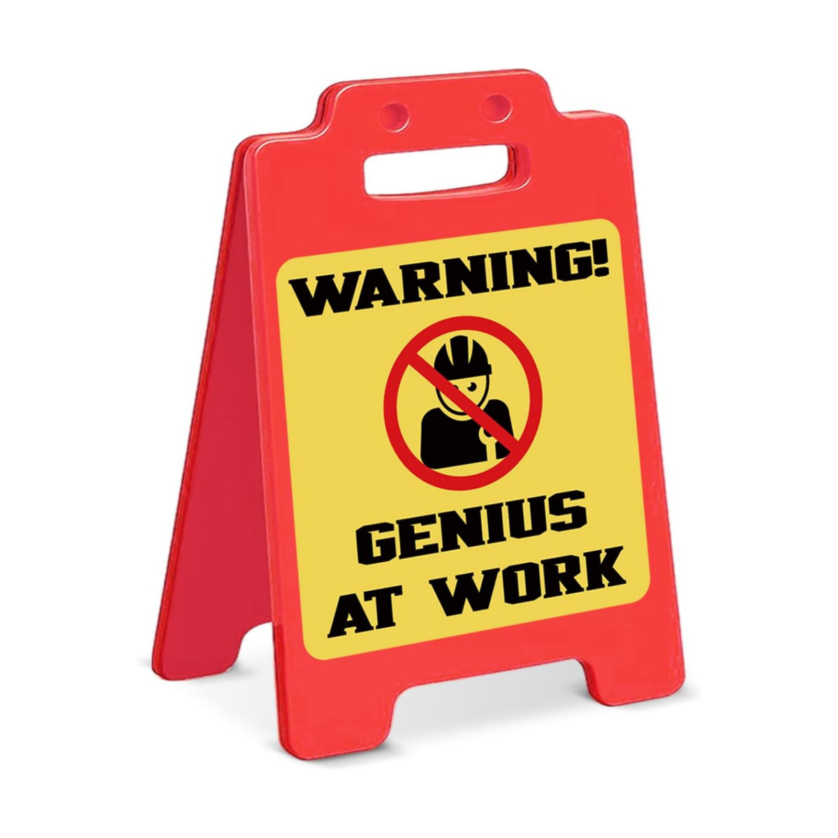 Funny Office Desk Decor Sign Warning Genius at Work Desk Sign Cubicle Decorations Humor Office Gift for Coworker Colleague Boss