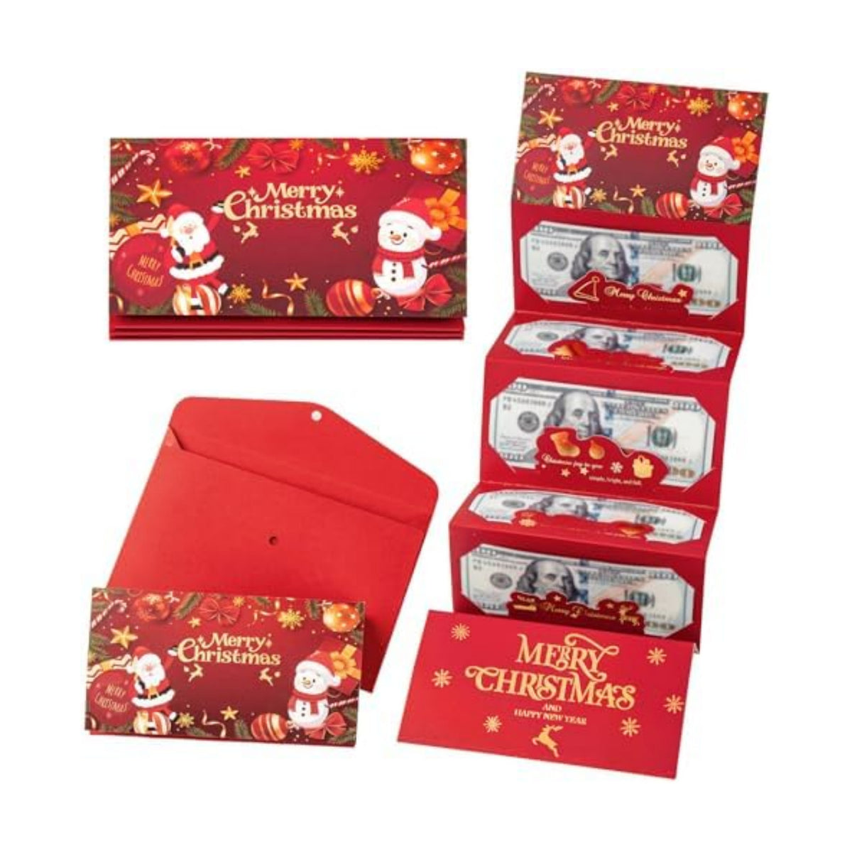 Christmas Money Holders for Cash, Christmas Cash Gift with Envelopes 6 Slots,Surprise Money Envelopes Xmas Gift Card For Men Women Girls Boys for Anniversary Holiday Xmas Party Supplies