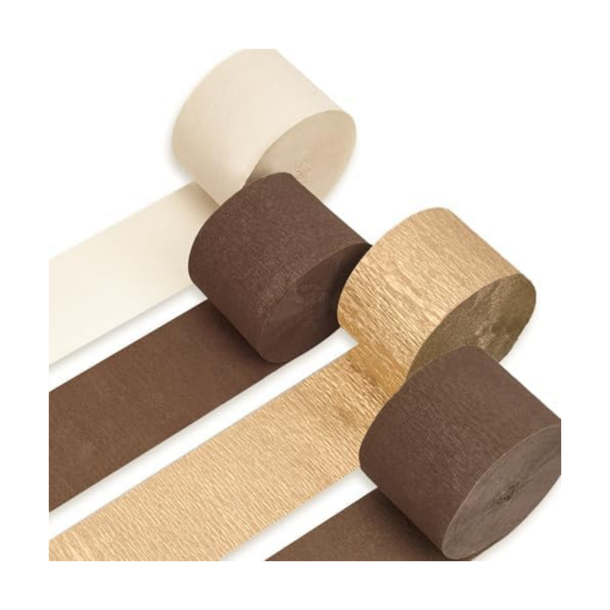 PartyWoo Brown Crepe Paper 4pcs 328 FT Boho Neutral Streamers