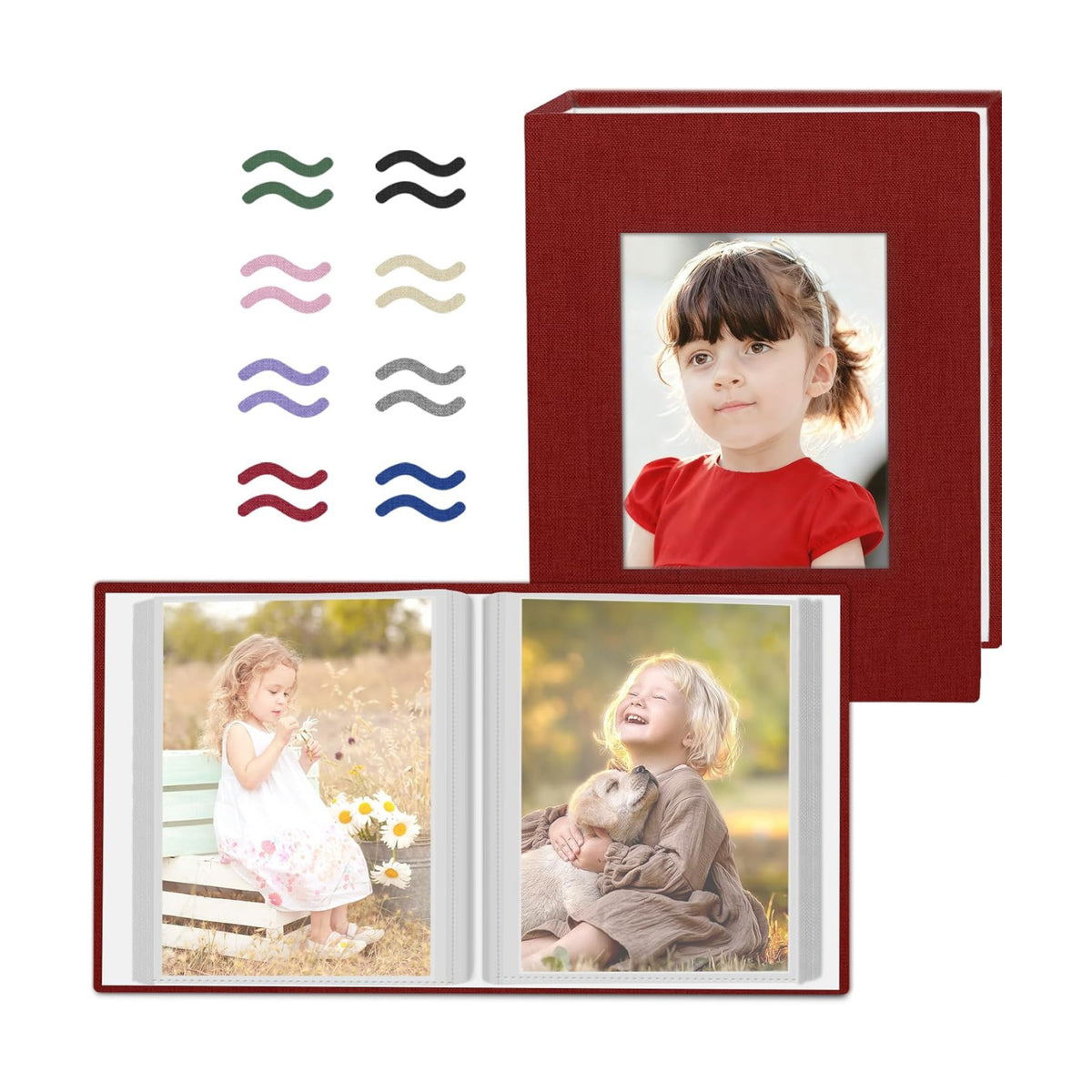 Popotop 2 Pack Photo Album 4x6 Pictures, Small Linen Slip-in Photo Albums Book for 80 Photos with 40 Pockets, Birthday Gifts for Women Mom Family Baby