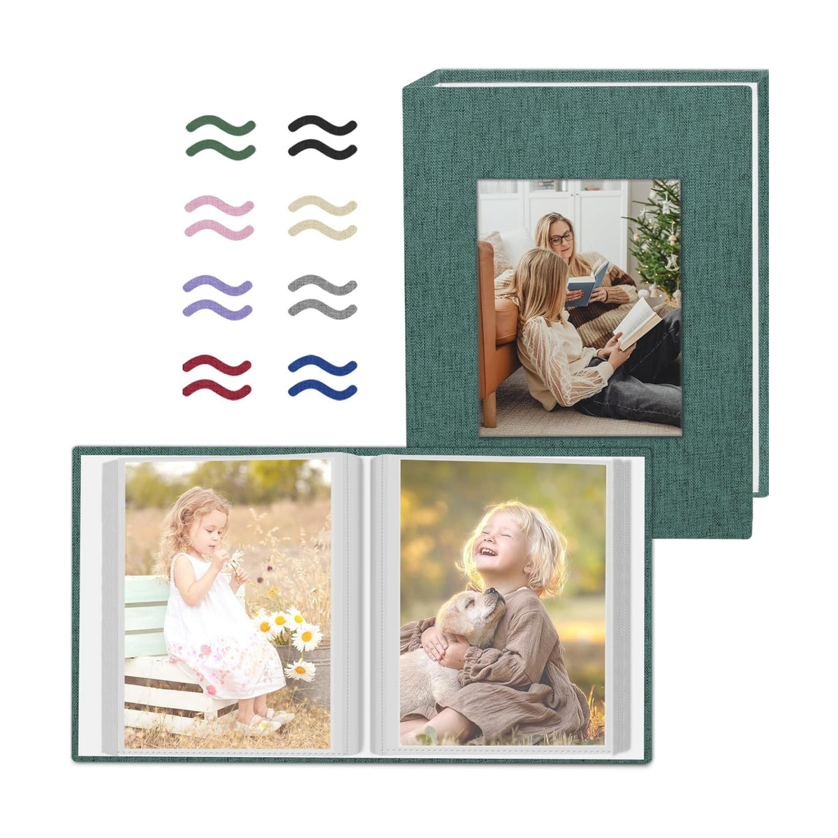 Popotop 2 Pack Photo Album 4x6 Pictures, Small Linen Slip-in Photo Albums Book for 80 Photos with 40 Pockets, Birthday Gifts for Women Mom Family Baby
