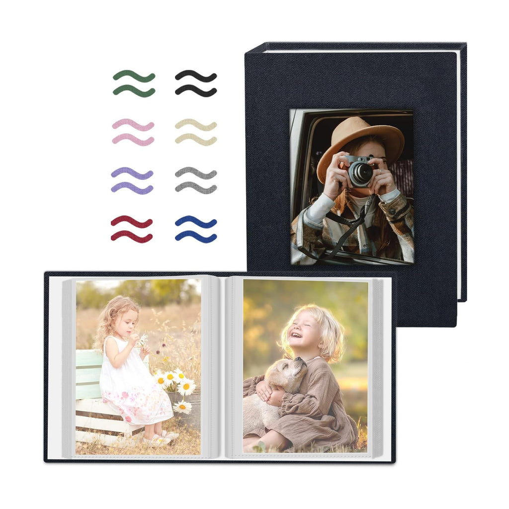 Popotop 2 Pack Photo Album 4x6 Pictures, Small Linen Slip-in Photo Albums Book for 80 Photos with 40 Pockets, Birthday Gifts for Women Mom Family Baby