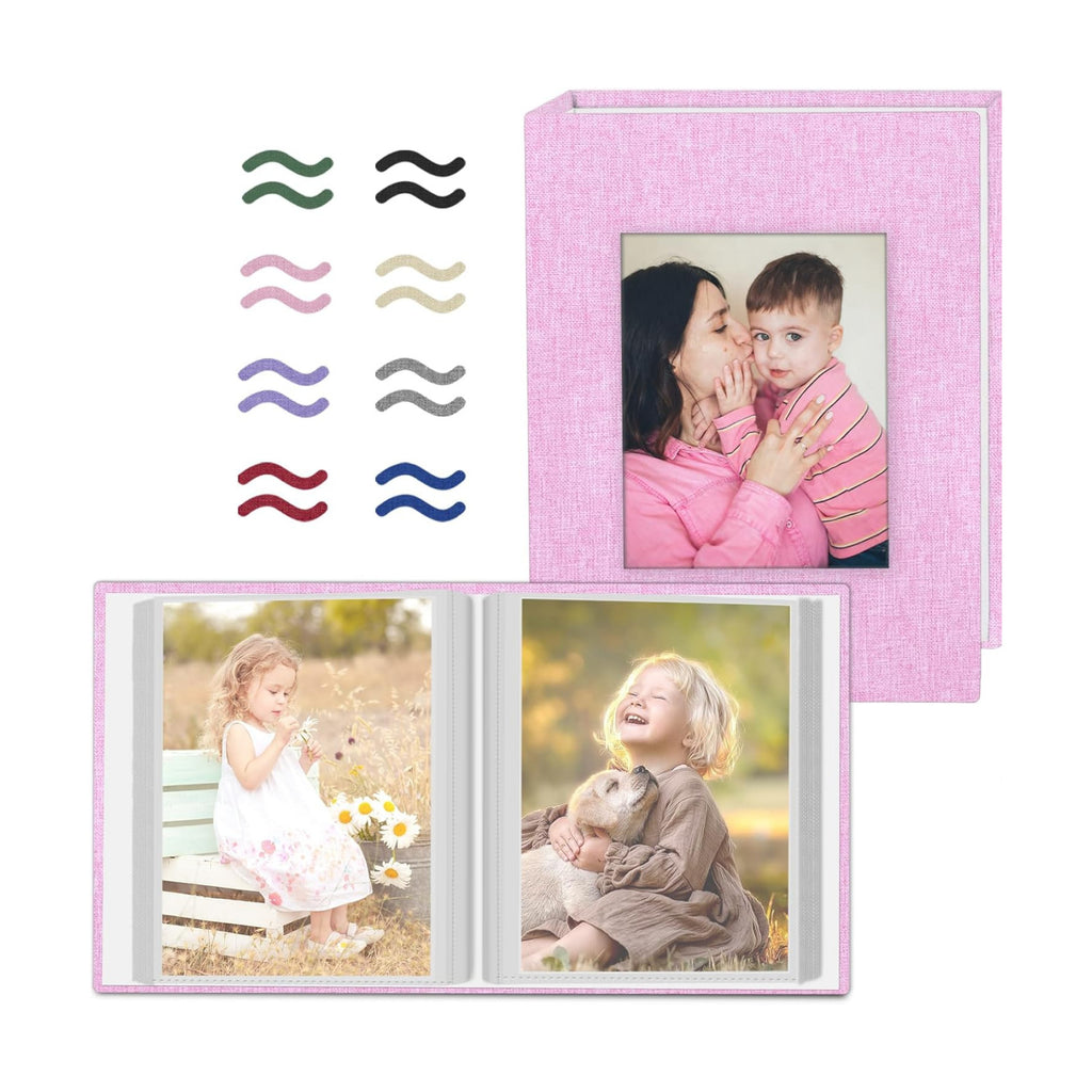 Popotop 2 Pack Photo Album 4x6 Pictures, Small Linen Slip-in Photo Albums Book for 80 Photos with 40 Pockets, Birthday Gifts for Women Mom Family Baby