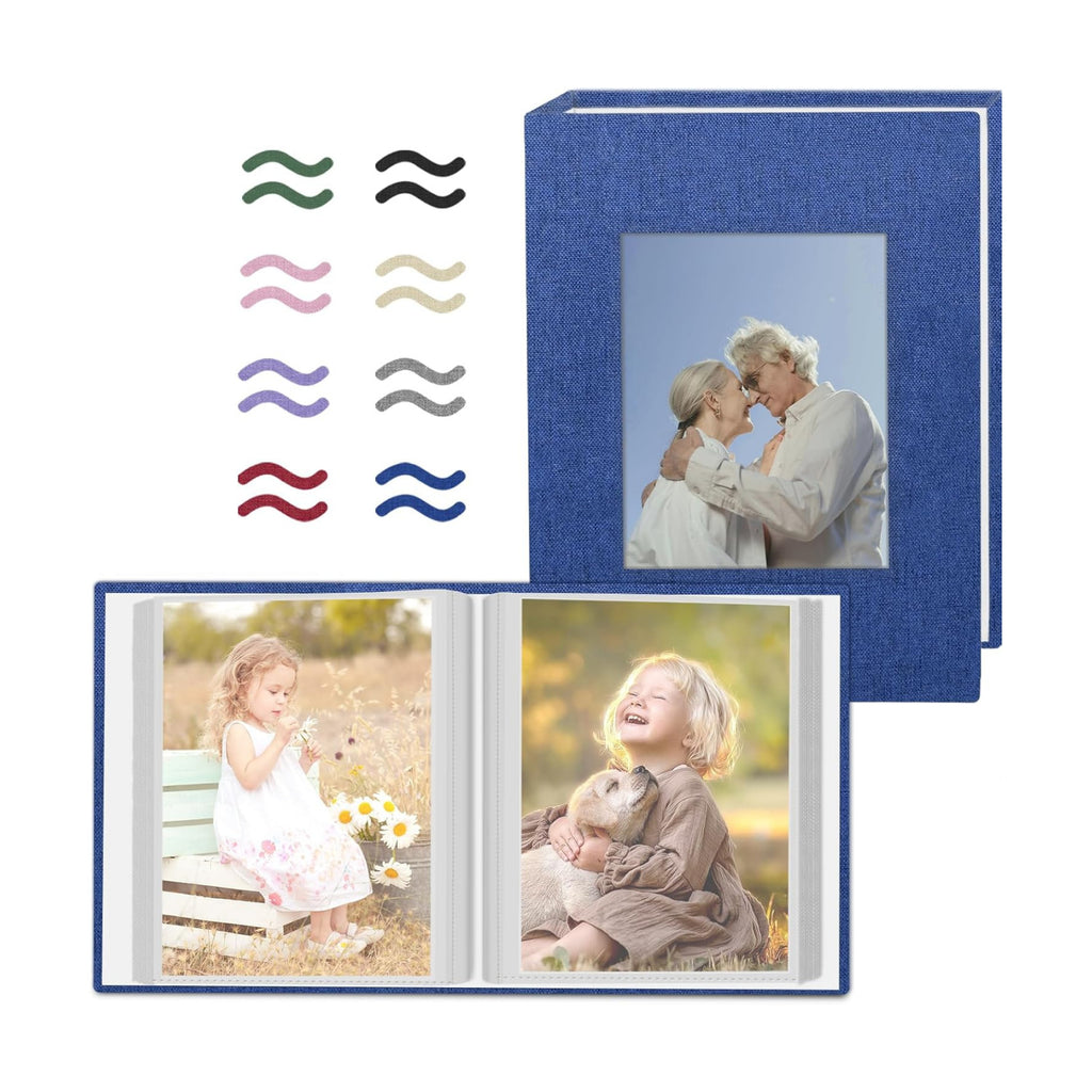Popotop 2 Pack Photo Album 4x6 Pictures, Small Linen Slip-in Photo Albums Book for 80 Photos with 40 Pockets, Birthday Gifts for Women Mom Family Baby