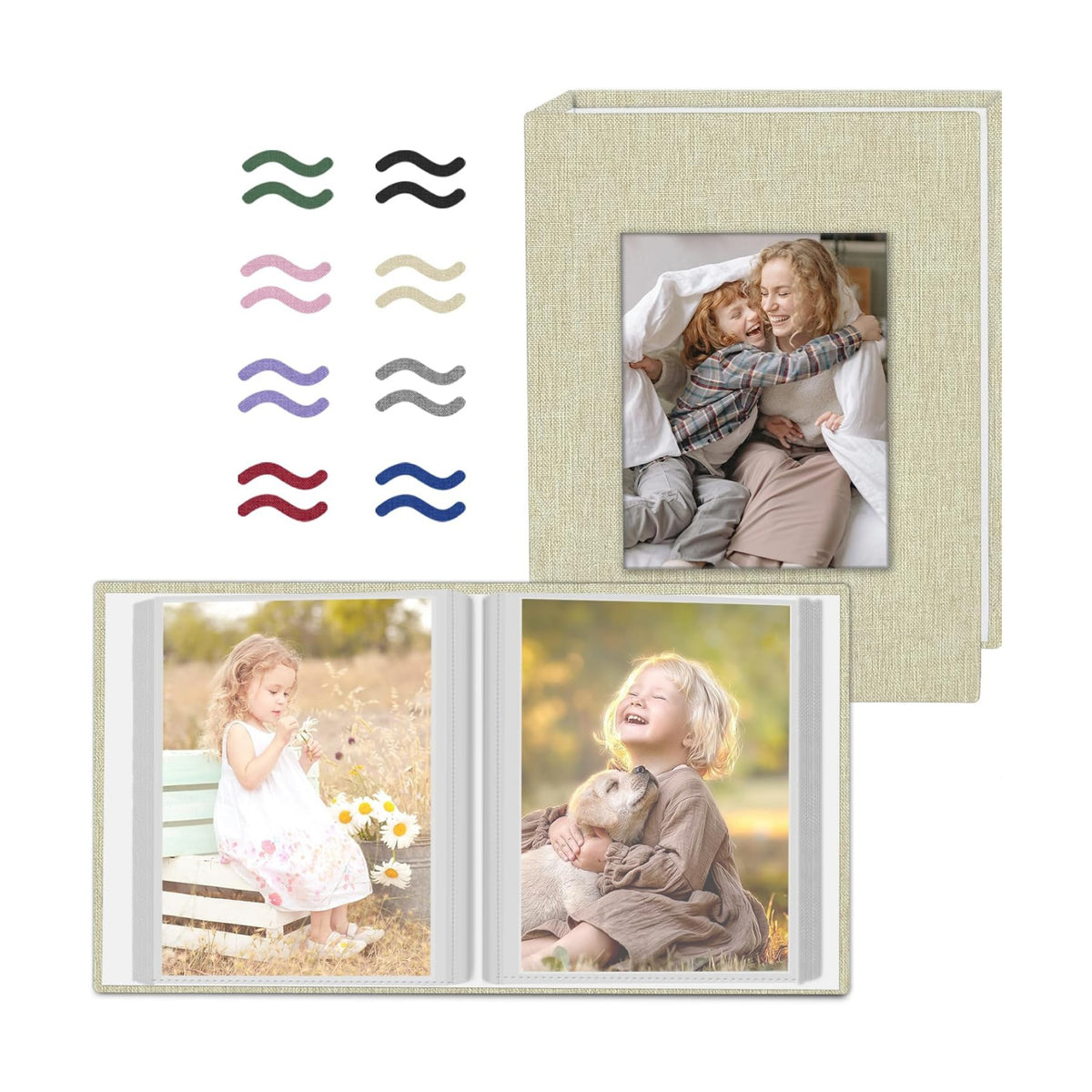 Popotop 2 Pack Photo Album 4x6 Pictures, Small Linen Slip-in Photo Albums Book for 80 Photos with 40 Pockets, Birthday Gifts for Women Mom Family Baby