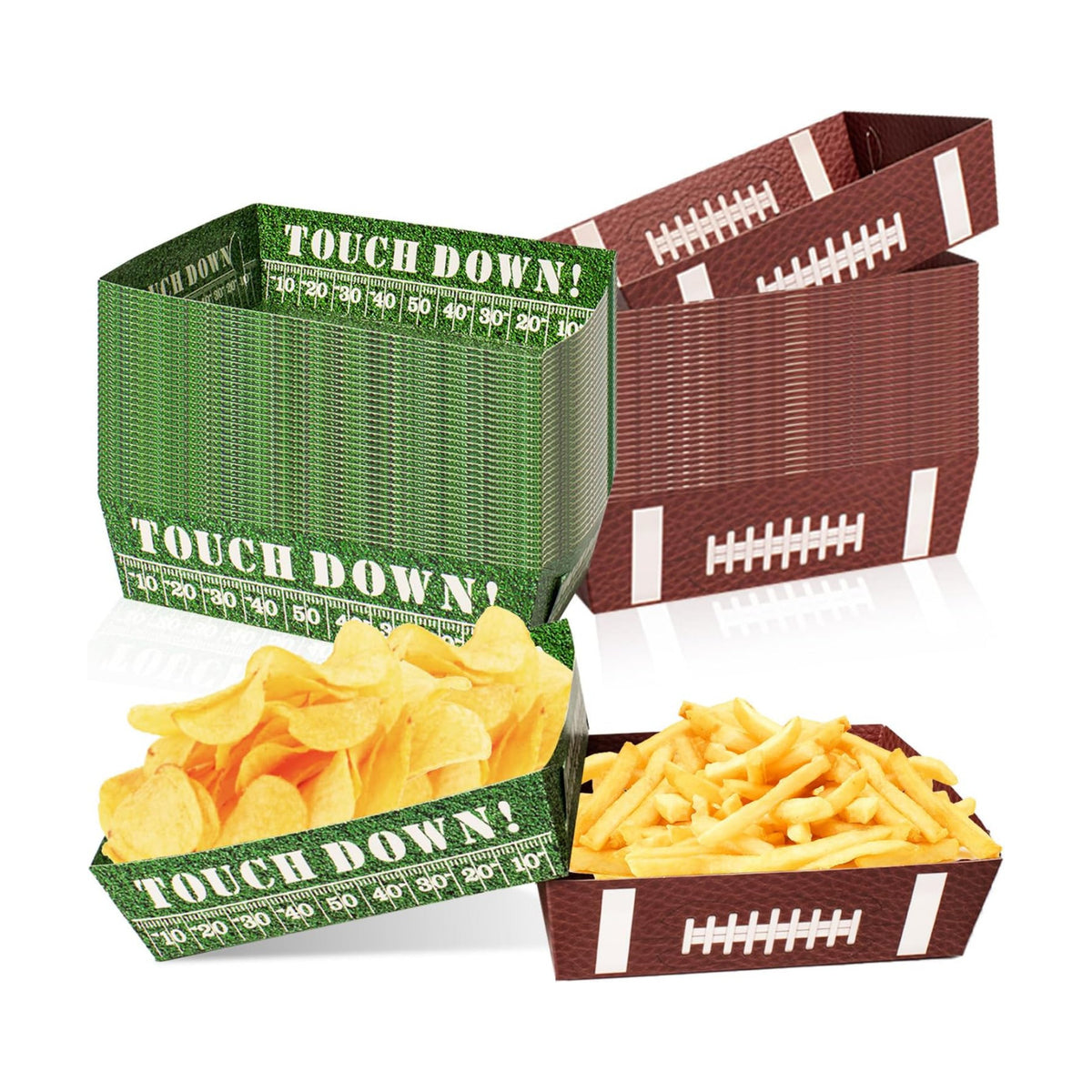 50 Pcs Football Party Decorations, Disposable Food Tray, 2 Designs