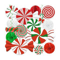 15pcs Candyland Christmas Party Decorations – Paper Fans, Honeycomb, Swirls for Peppermint, Indoor Ceiling, Wall Holiday Decor