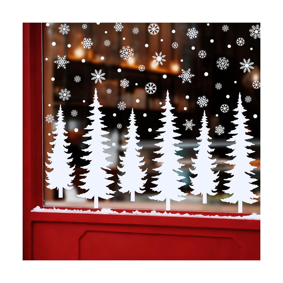 10 Sheets Christmas Window Clings Stickers Winter White Snowflake Christmas Tree Window Decals for Xmas Holiday Party Home Office Shop Glass Display Decoration