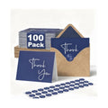 XXINMOH 100 Pack Thank You Cards With Envelopes Bulk Set & Stickers - 4x6 inch Blank Thank You Notes Bulk Box Set - Large Note Card Small Business, Wedding, Baby Shower & Bridal Shower - Navy Blue