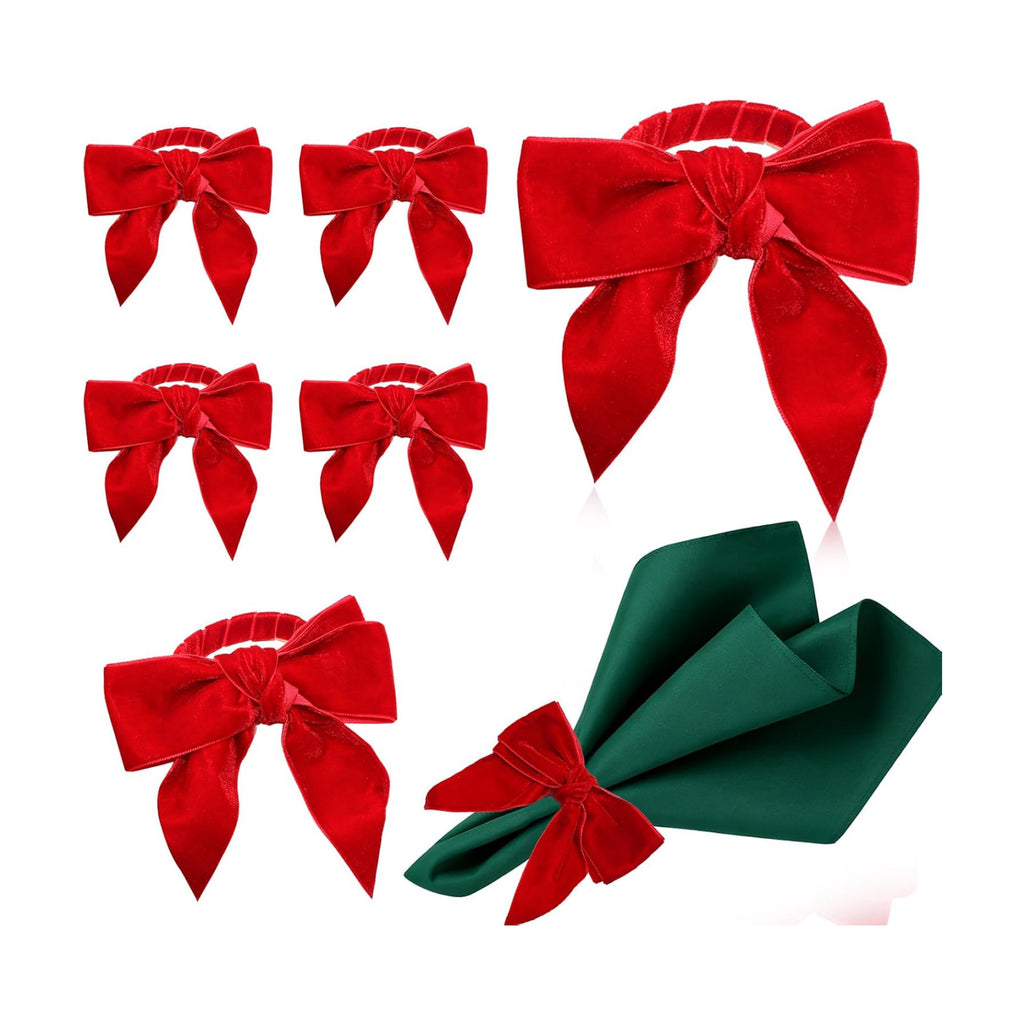 Christmas Napkin Rings Set of 6 for New Year,Wedding Table Decor