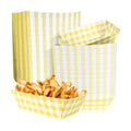 100 Pcs Yellow Gingham Paper Food Trays, Pre-Folded Yellow Checkered Disposable Food Boats for Hot Dogs, Fries, Nachos, Snacks, Carnival, Picnic, Baby Shower, Rustic Wedding, BBQ Party Supplies