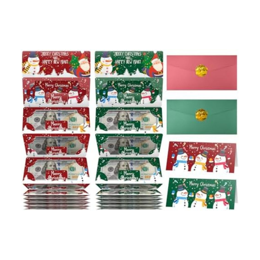 Jaywayang 2PCS Christmas Money or Gift Card Holder with 10 Slots, Surprise Cash Envelope Holders for Men Women Girls Boys