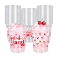 Whaline 50 Pcs 12 Oz Galentines Day Disposable Cup Plastic Party Cup Galentines Gang Heart Clear Glasses for Girls Ladies Valentine's Day Party Coffee Juice Drink Supplies Decorations