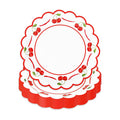 JarThenaAMCS 50 Pcs Cherry Paper Plates Scalloped Disposable Plate Red Decorative Tableware for Holiday Party Decor Supplies, 9 In