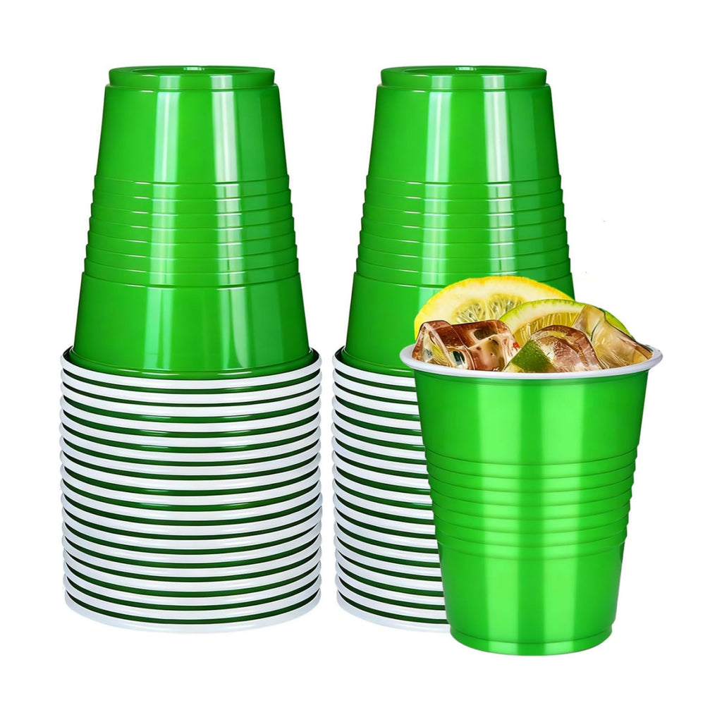 Vumdua Green Plastic Cups Disposable Cups, 12 oz Plastic Party Cups for Christmas, St Patrick's Day, Wedding, Birthday Party Supplies, Pack of 40