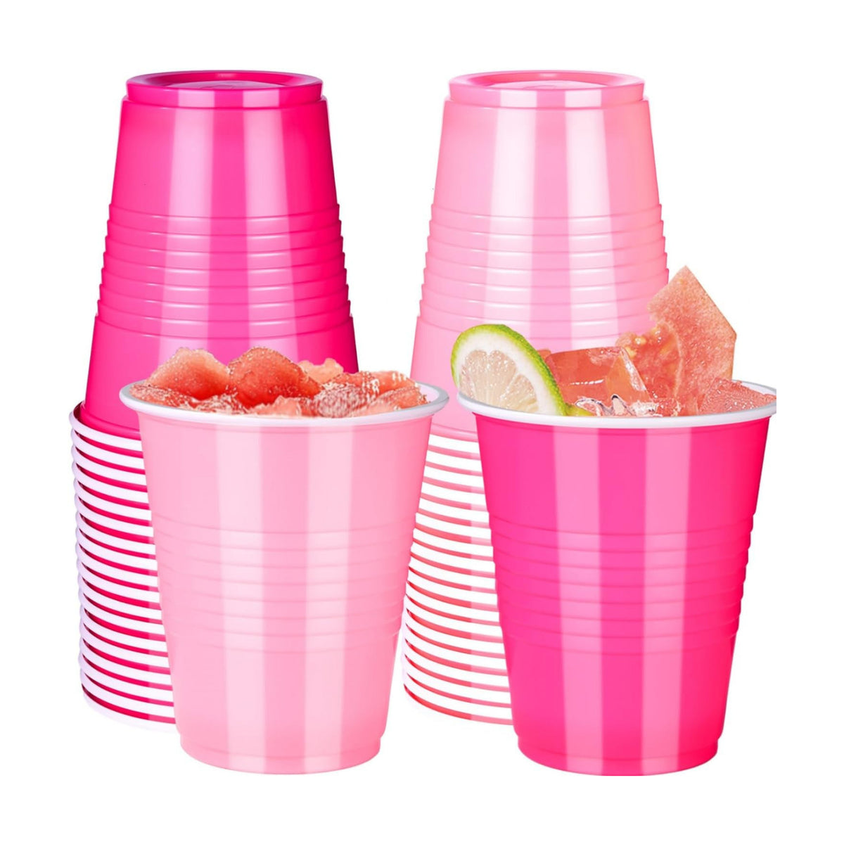 Vumdua Pink Plastic Cups Disposable Cups, 12 oz Plastic Party Cups for Bachelorette Party, Valentine's Day, Wedding, Birthday Party Supplies (Hot Pink, Light Pink), Pack of 40