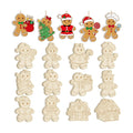 36PCS Wooden Christmas Ornaments to Paint, 12 Styles DIY Blank Unfinished Wood Gingerbread Man Cutouts Ornament for Crafts Winter Hanging Decorations