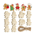 80PCS Wooden Christmas Ornaments to Paint, 8 Styles DIY Blank Unfinished Wood Gingerbread Man Cutouts Ornament for Crafts Winter Hanging Decorations