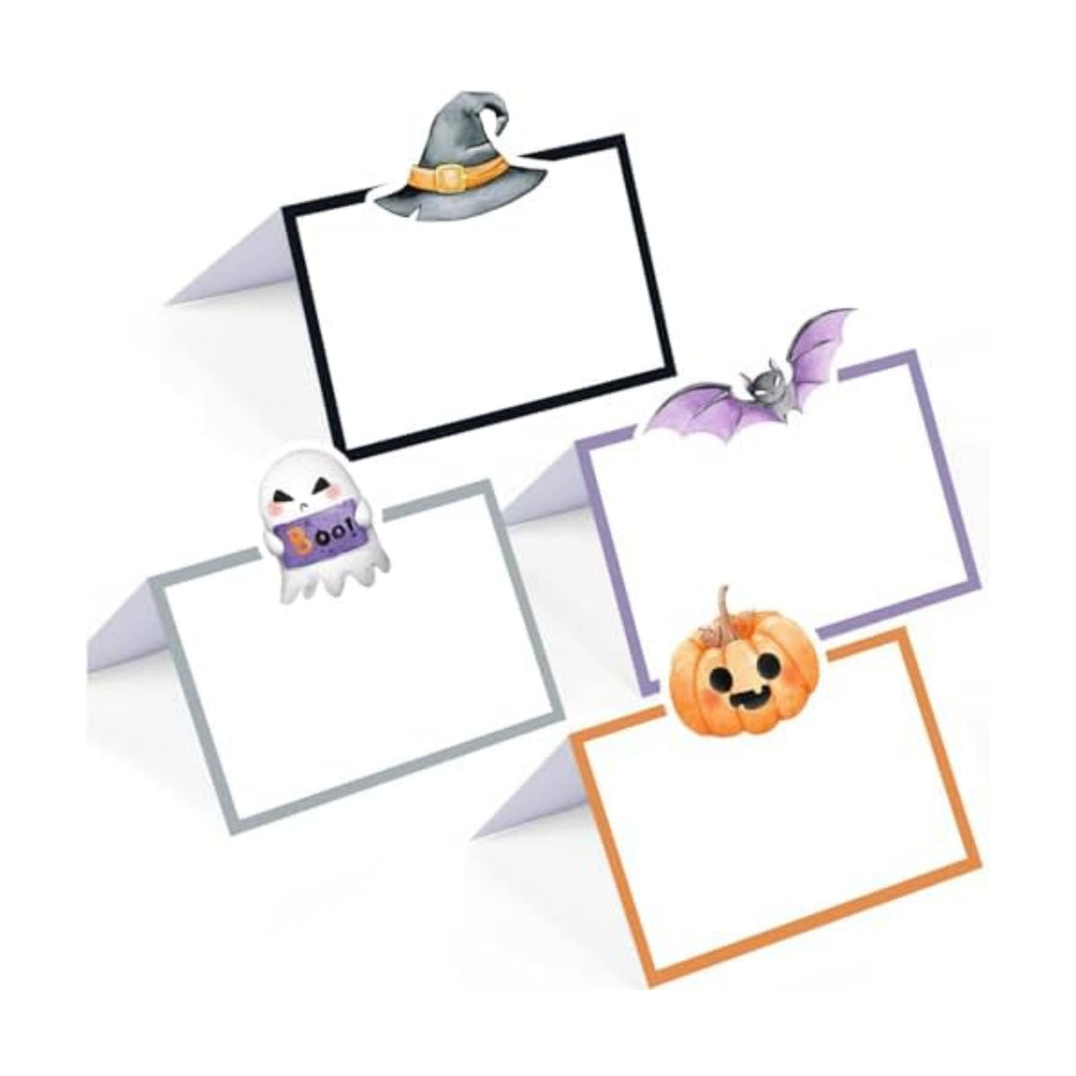 48 Pcs Halloween Buffet Food Labels, Halloween Themed Folded Place Cards