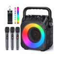 CYY Karaoke Machine, 3 Wireless Microphones, Bluetooth Speaker with Lights
