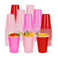Whaline 60 Pcs Valentine's Day Plastic Cups 16 Oz Drinking Cups Pink Red Disposable Cup for Wedding Birthday Strawberry Cherry Party Supplies