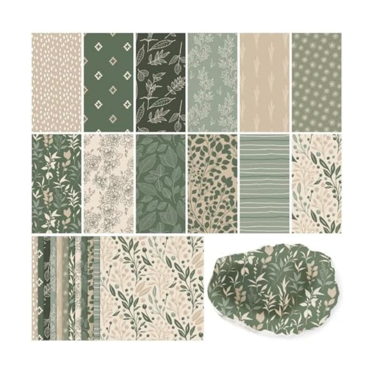 Yexiya 36 Sheet 6 Style Green Floral Paper Napkins for Decoupage
