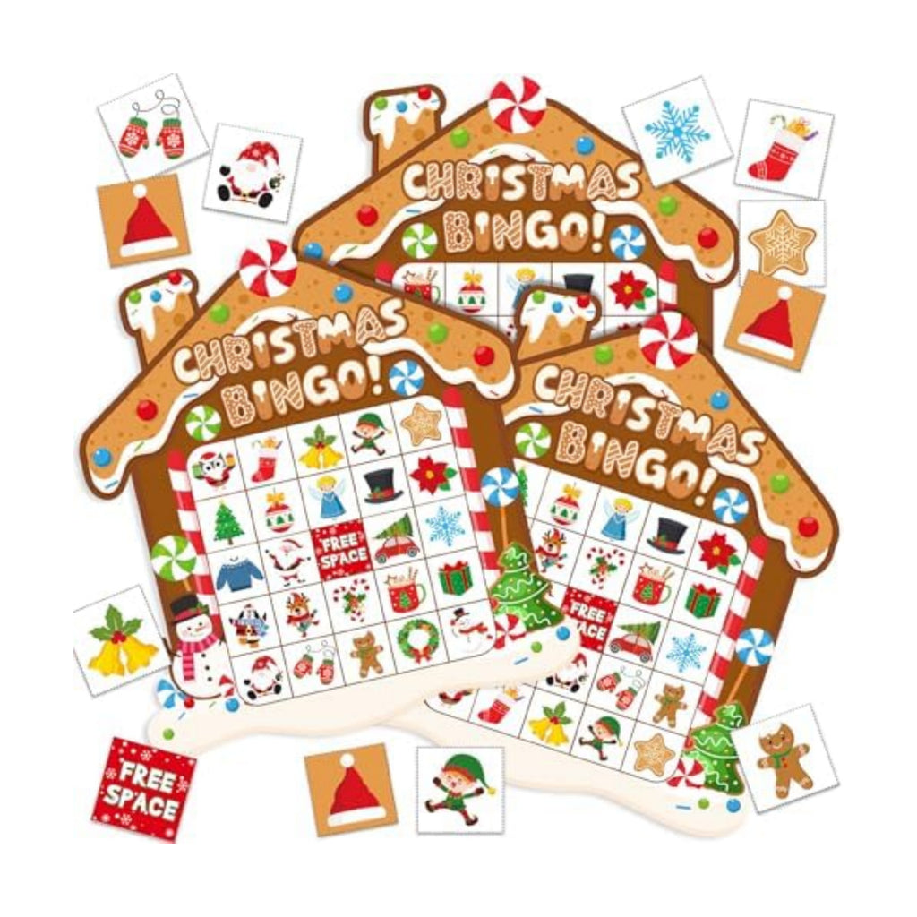 Blosssound Gingerbread Bingo Game 24 Players, Christmas Holiday Party