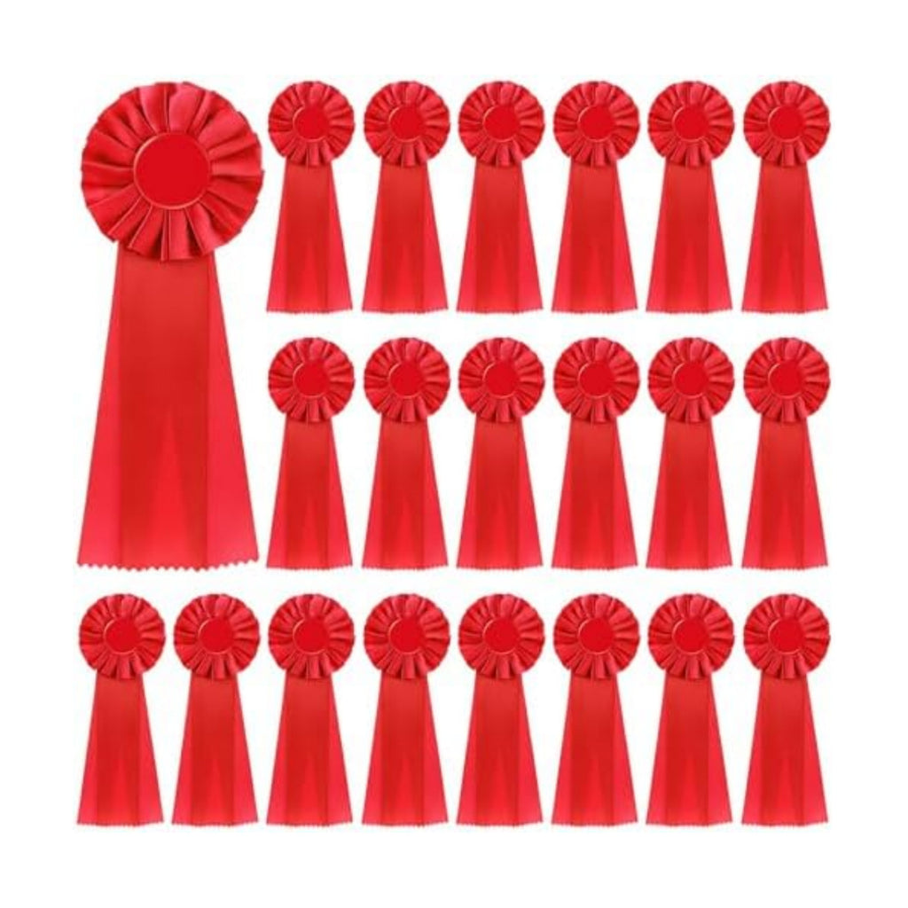 Suncalla 20 Pcs Award Ribbon Rosettes Blank Prize Winner Recognition,Red