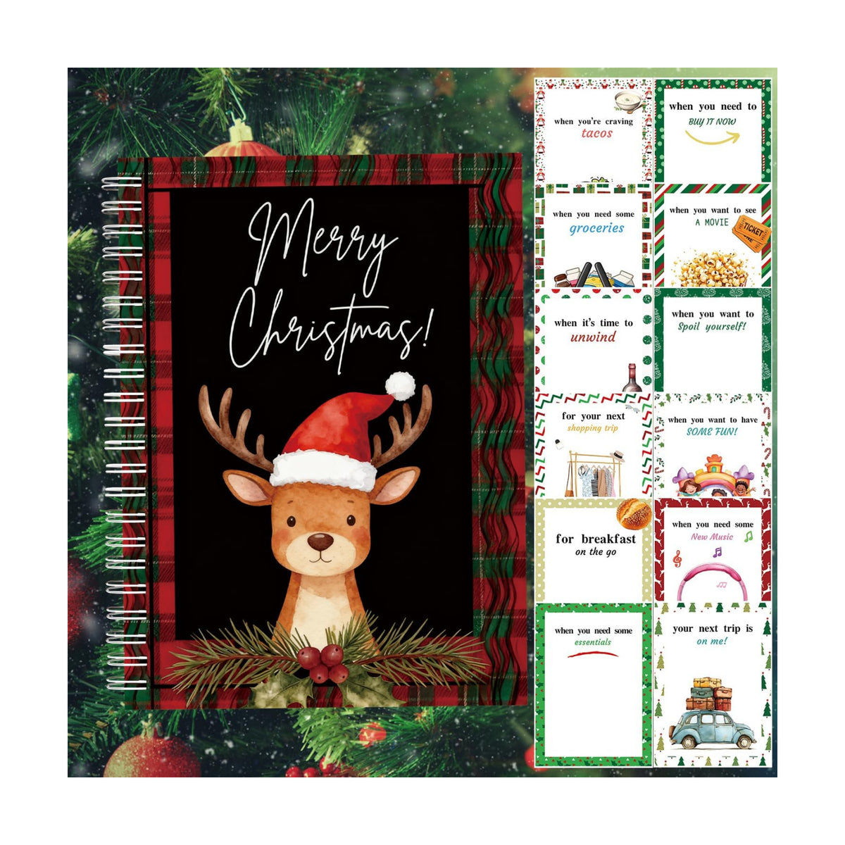 Semyifu Christmas Gift Card Book - Surprises on Every Page, DIY Spiral-Bound Merry Christmas College Survival Kit, Greeting Card Book for Students & Graduation Gifts (S27)