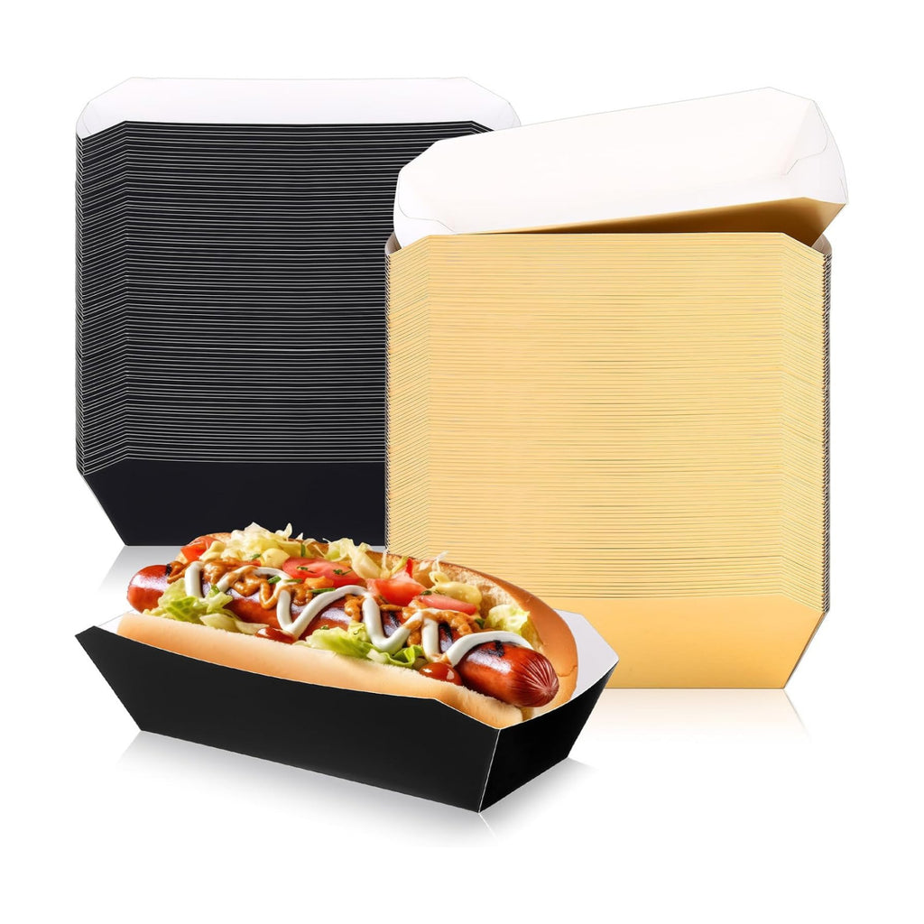 Yeaqee 100 Pcs 7" Paper Hot Dog Trays Disposable Food Nacho Boats