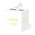 QISOLIY White Celebration of Life Card Box with Gold Lettering, Share a Memory Funeral Card Box for Memorial Service, Remembrance Table Decor, Memory Box for Sympathy Condolence Messages