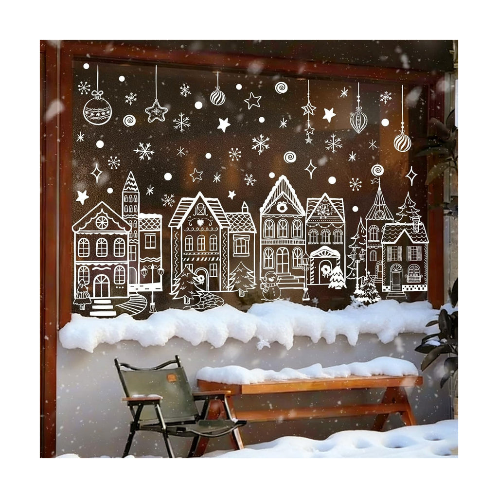 Large Christmas Window Clings White House Window Clings for Glass Windows White Snowflake Window Stickers