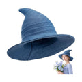 Boyiee Knitted Witch Hat Foldable Wide Brim Cap Pointed Felt Hat for Women Halloween Cosplay Costume Masquerade Accessory