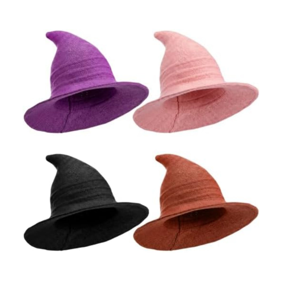 Boyiee Knitted Witch Hat Foldable Wide Brim Cap Pointed Felt Hat for Women Halloween Cosplay Costume Masquerade Accessory