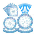 96 Pieces Snowflake Winter Tableware Set – Blue Disposable Plates, Napkins, and Forks for Frozen Birthday Parties, Christmas Dinners, Holiday Gatherings, and Winter Celebrations – Serves 24 Guests