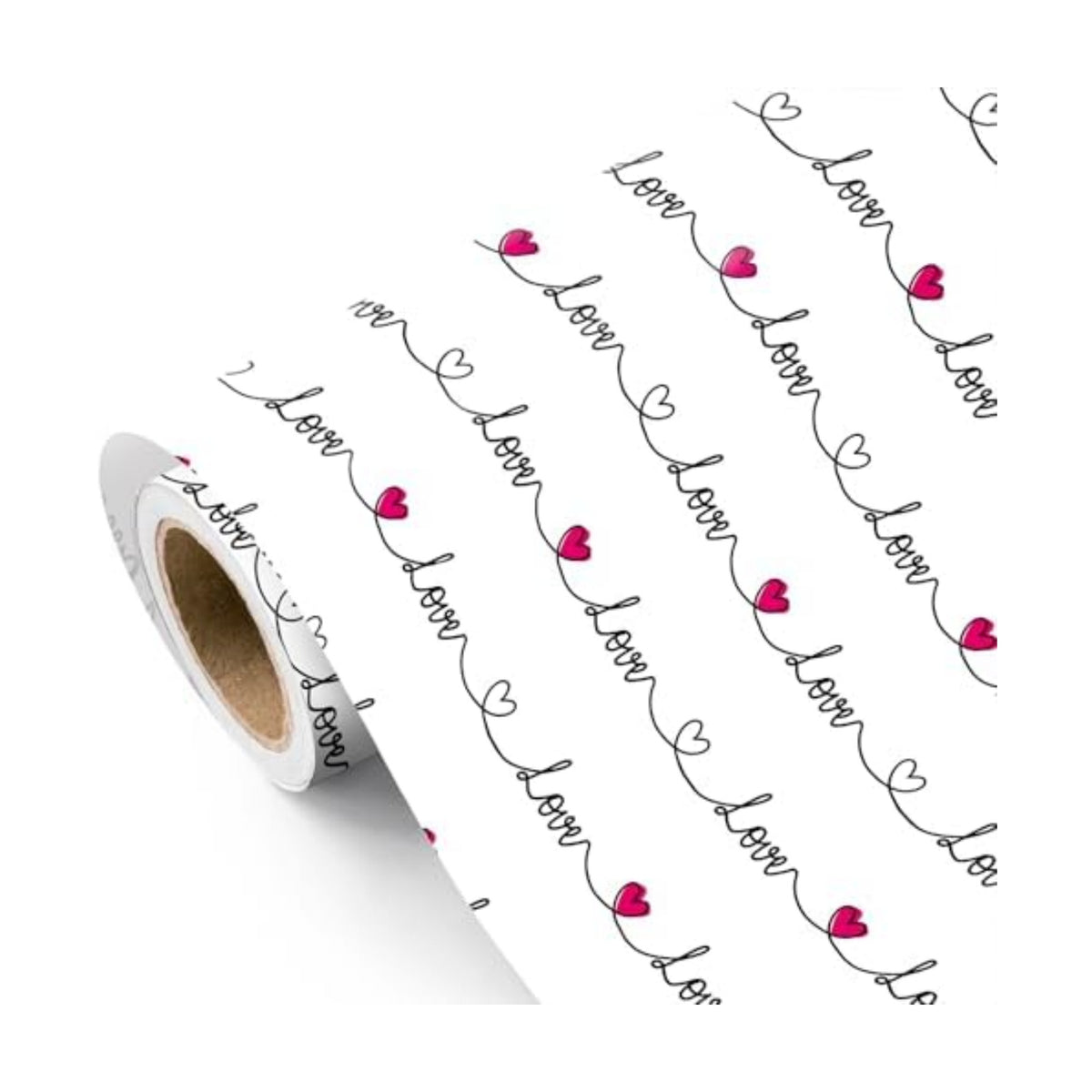 WRAPAHOLIC Valentines Day Wrapping Paper Roll - Mini Roll - 17 Inch x 16.5 Feet - Love Heart Wrapping Paper Perfect for Valentine's Day, Wedding, Anniversary, Birthday, Baby Shower