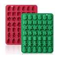 HKNMTT Christmas Silicone Molds for Xmas Candy Chocolate Wax Decor, 84 Cavity 7 Shapes Gummy Mould, Including Santa Gift Box Snowflake Bell Glove Tree Gingerbread Food Grade Holiday Baking DIY Moulds