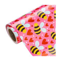 WRAPAHOLIC Valentines Day Wrapping Paper Roll - 17 Inch x 16.5 Feet - Sweet Hearts and Bee Wrapping Paper Perfect for Valentine's Day, Wedding, Anniversary, Birthday