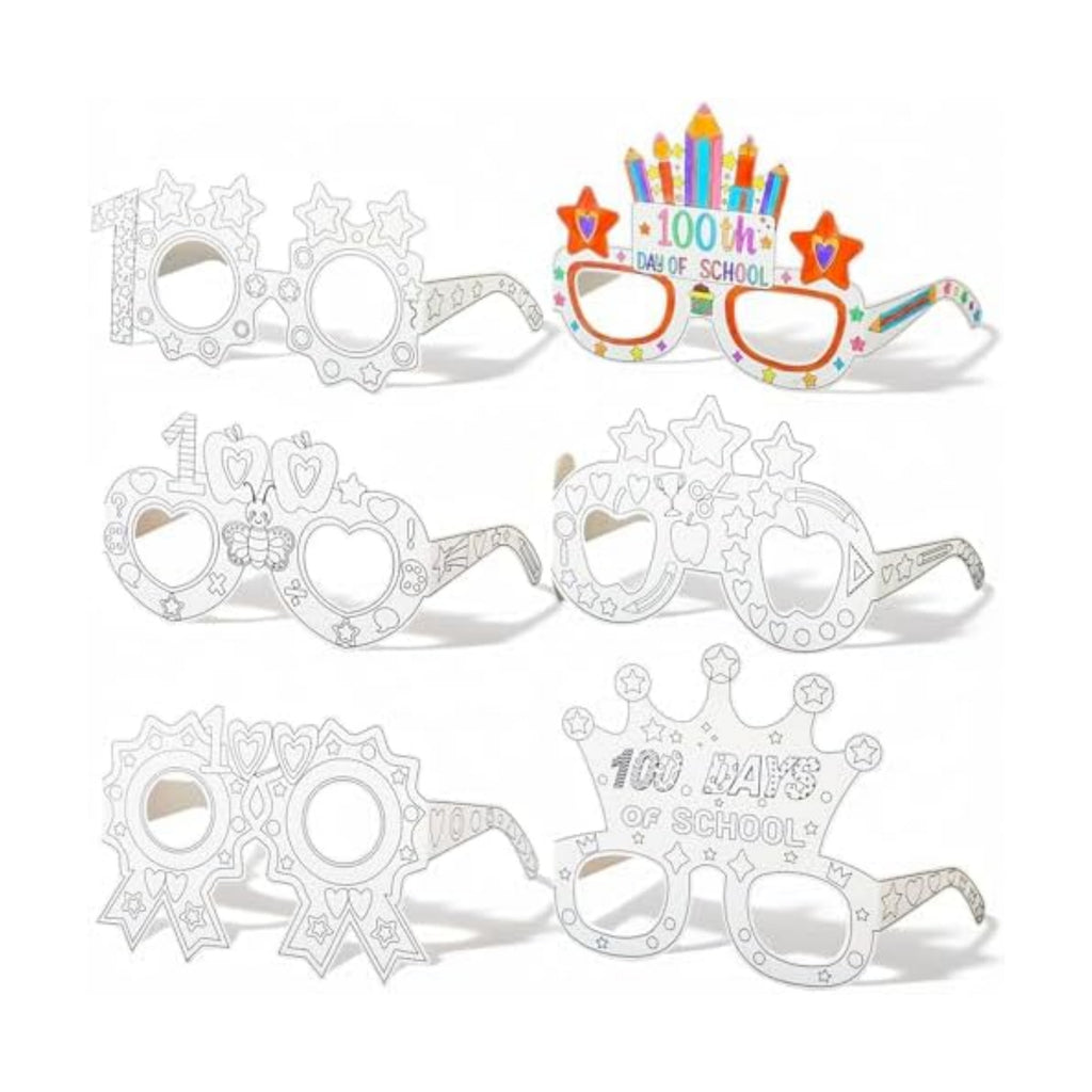 36Pcs 100 Days of School Coloring Glasses 100th Day of School Craft Art Kit