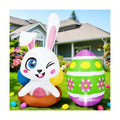 Set of 2PCS, 4FT H Spring Inflatable Bunny and Egg, Outdoor Easter Egg Hunting Sign Decorations, Cute Easter Blow up Winking Bunny & Giant Egg, Yard Decoration with LED Lights for Party Decor