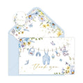 24 Pack Blue Flower Baby Shower Thank You Cards, Boy Baby Gift Card with Envelopes and Stickers, Greeting Cards Bulk for Baby Shower Party