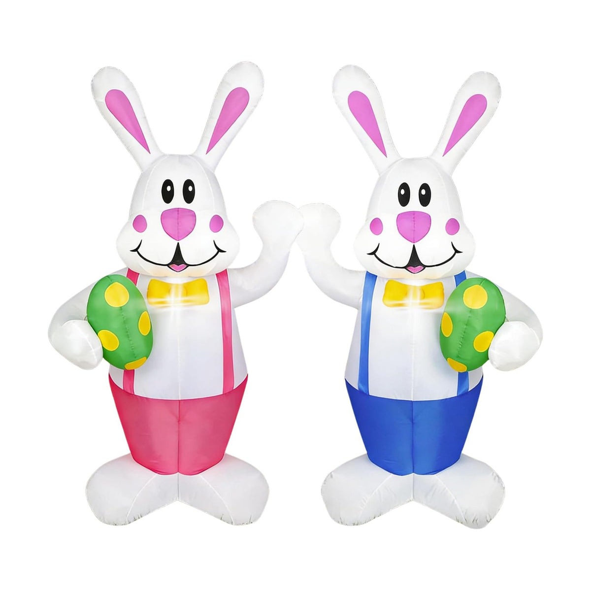 Set of 2PCS, 6.2FT H Lovely Spring Inflatable Bunnies Holding Easter Egg, Easter Bunny Blow up Yard Decorations Giant Bunny for Holiday Party Indoor Outdoor Decorations