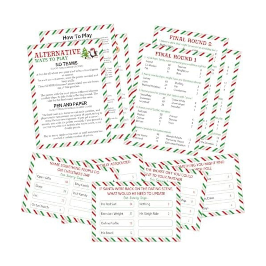 COCHIE Fun Christmas Family Friendly Feud Cards Against Game for Adults Office Large Group Parties Favor, Xmas Trivia Quiz Party Games Christmas Night Activities - No Buzzers (Xmas)