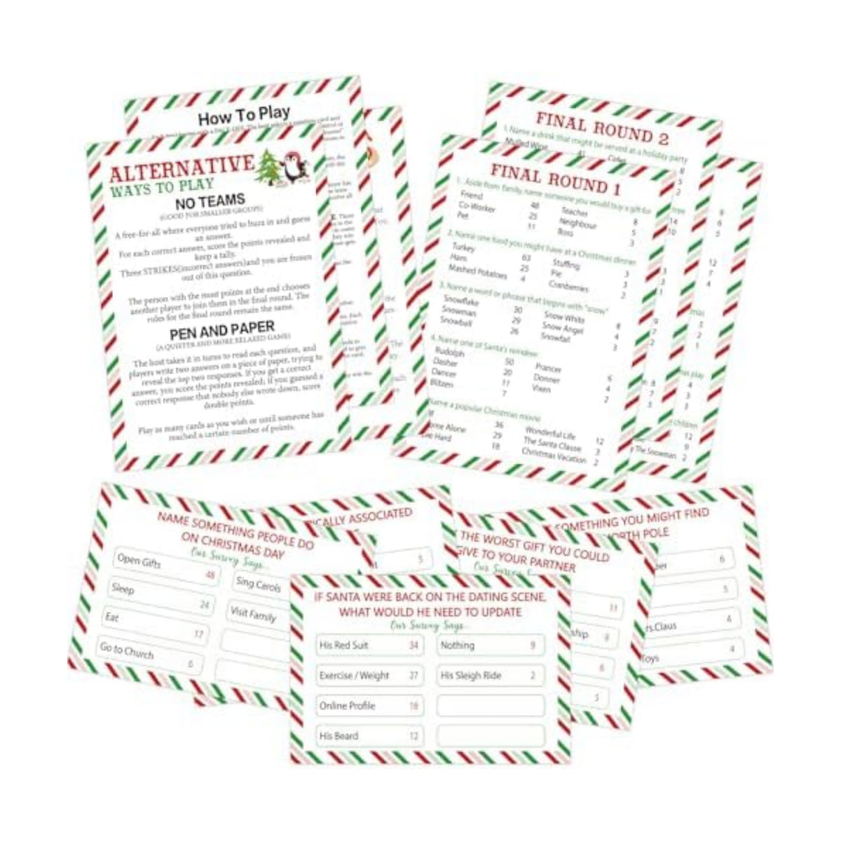 COCHIE Fun Christmas Family Friendly Feud Cards Against Game for Adults Office Large Group Parties Favor, Xmas Trivia Quiz Party Games Christmas Night Activities - No Buzzers (Xmas)