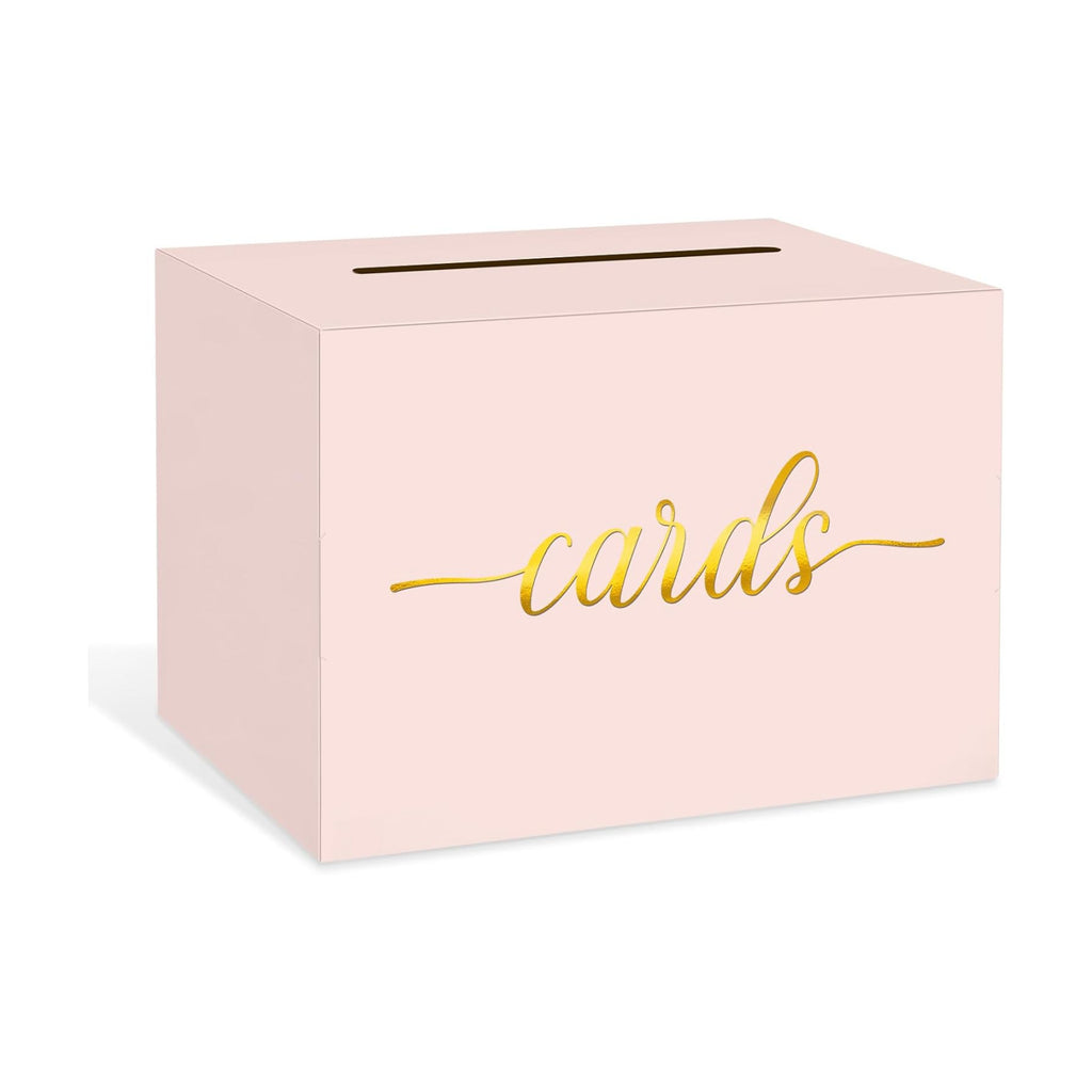 Blush Pink and Gold Foil Card Box for Party, 1 Pack