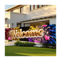 Nuxovilar Welcome Home Banner Golden 3D Letter 17.7x78.7 Polyester