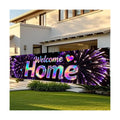 Nuxovilar Welcome Home Banner Rainbow Holographic 17.7x78.7 Polyester