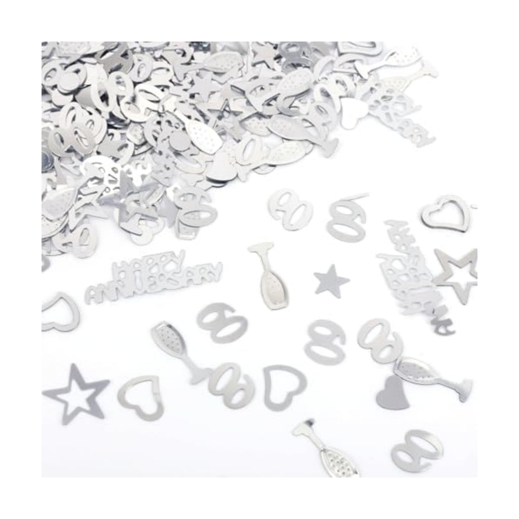 60th Wedding Anniversary Decorations, 30g Silver Heart Star Wine Glass Anniversary Table Confetti Scatter Cheers Glitter 60th Wedding Party Supplies for 60 Years Decor