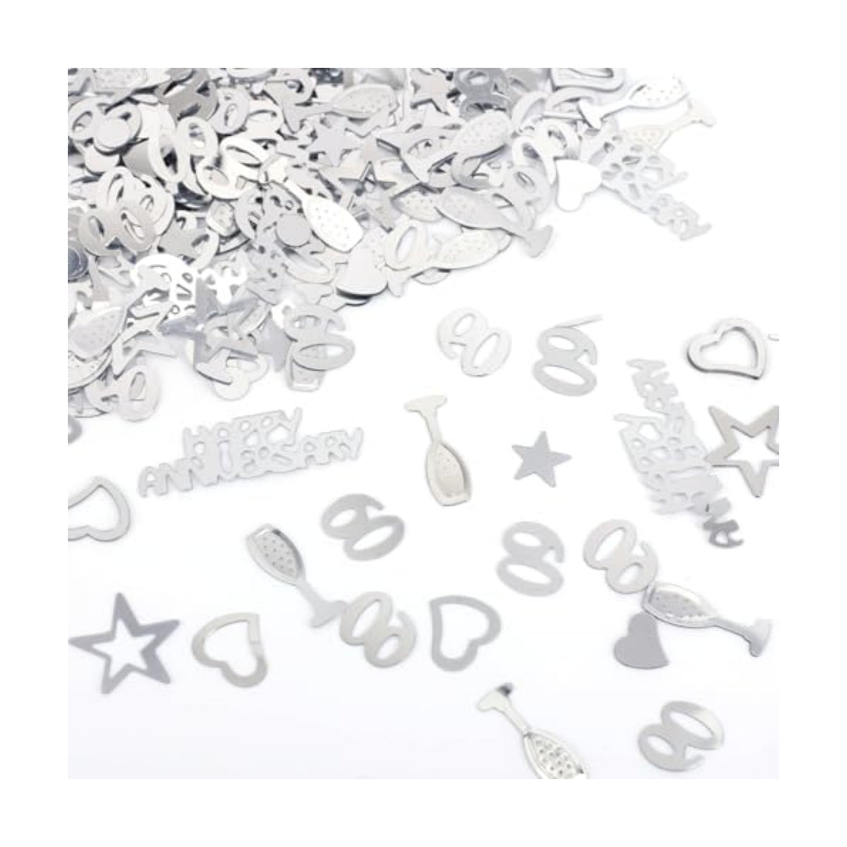 60th Wedding Anniversary Decorations, 30g Silver Heart Star Wine Glass Anniversary Table Confetti Scatter Cheers Glitter 60th Wedding Party Supplies for 60 Years Decor