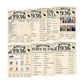 70Pcs 90th Birthday Party Games Born In 1936 Fun 1936 Trivia Music Slang Books Game Double-Sided Game Cards Vintage 90th Birthday Party Supplies for 90 Year Old Activity Anniversary Class Reunion